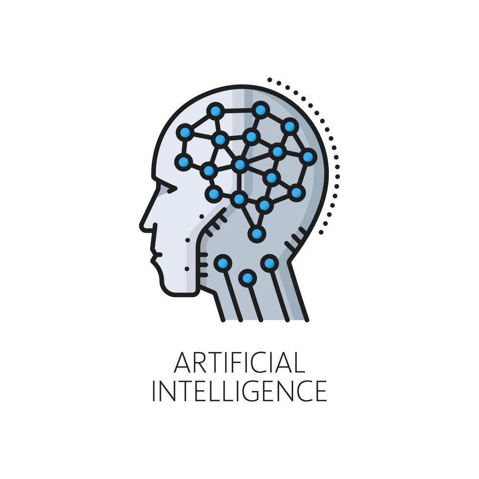 Artificial intelligence algorithm line icon vector