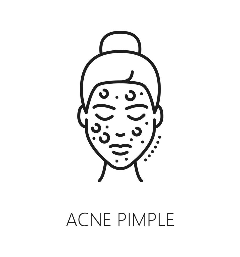 Face care health, skin acne pimple line icon vector