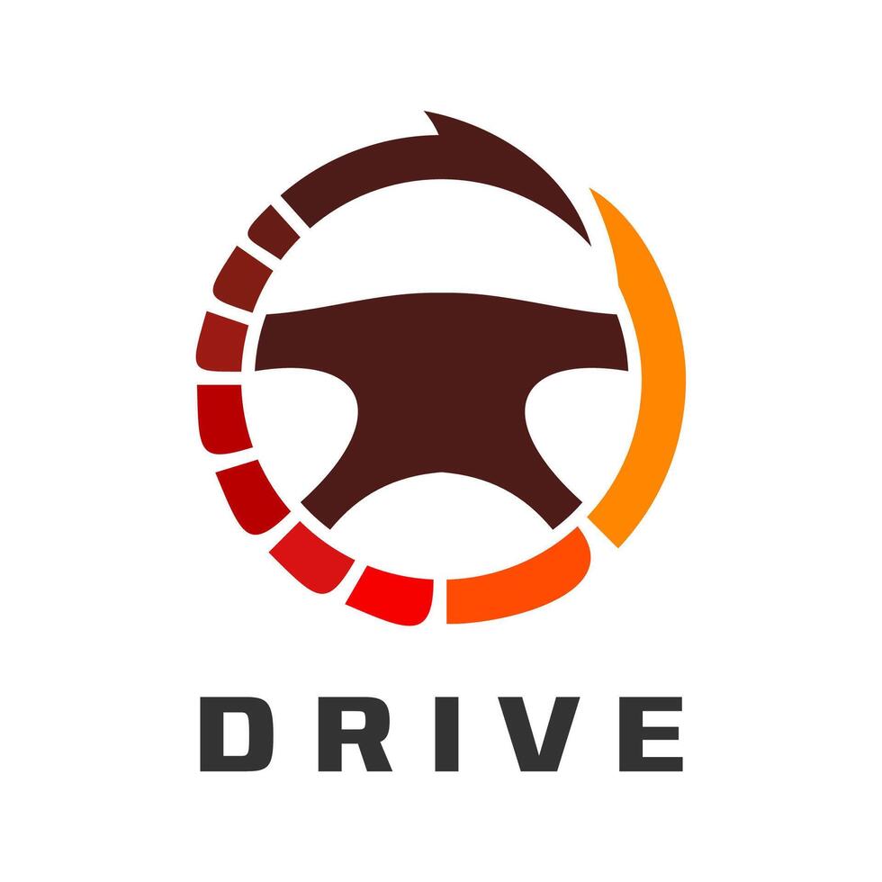 Drive emblem, car steering wheel with speedometer vector