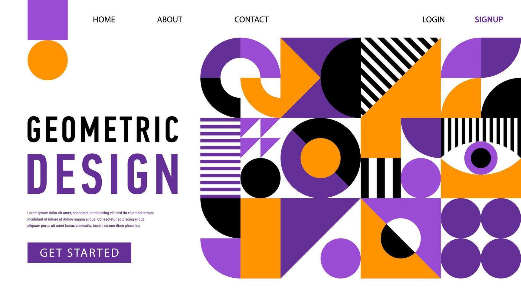Site landing page with abstract geometric pattern vector