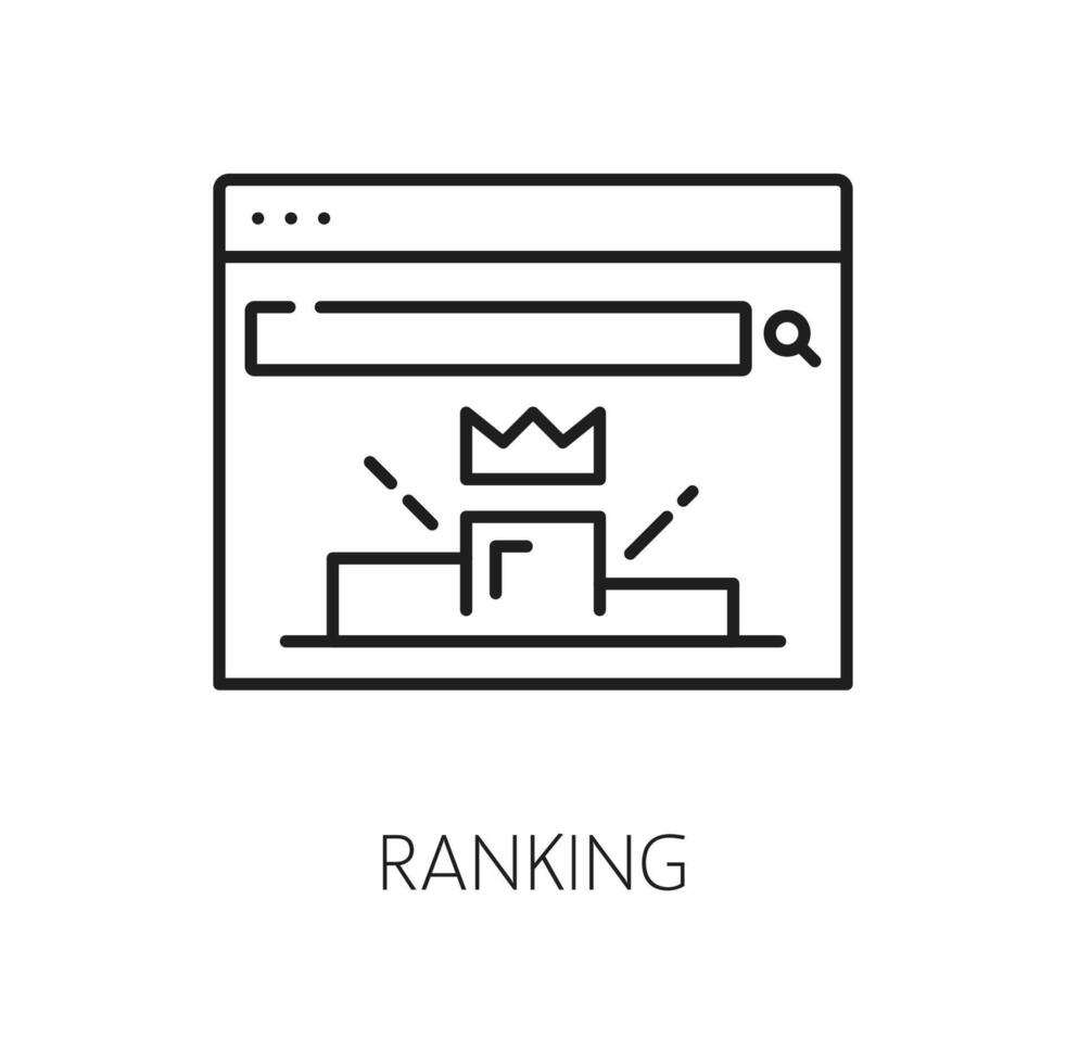 Ranking, web audit icon, website content analytics vector