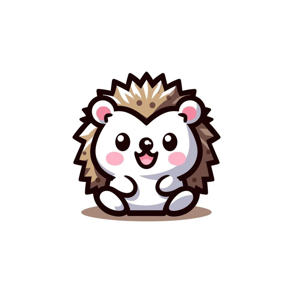 Hedgehog Cute Mascot Logo Illustration Chibi Kawaii vector