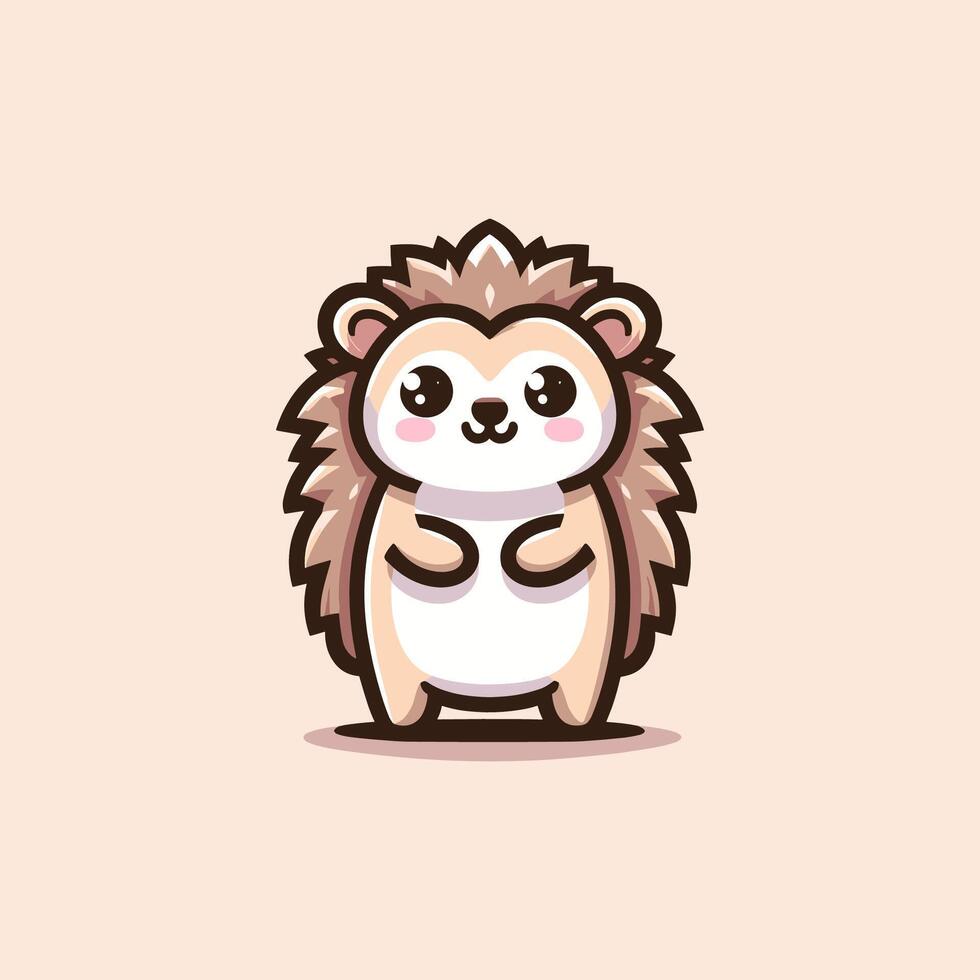Hedgehog Cute Mascot Logo Illustration Chibi Kawaii vector