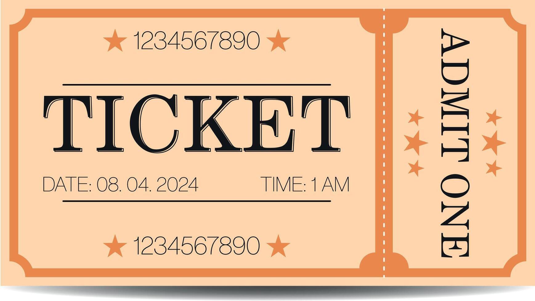 Admit One Ticket Orange vector