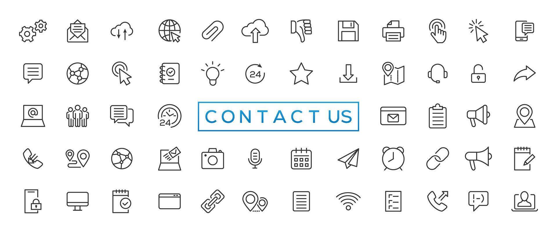 Set of simple Contact us icons for web and mobile app. Social Media network icon call us email mobile signs. Customer service. Contact support sign and symbols vector