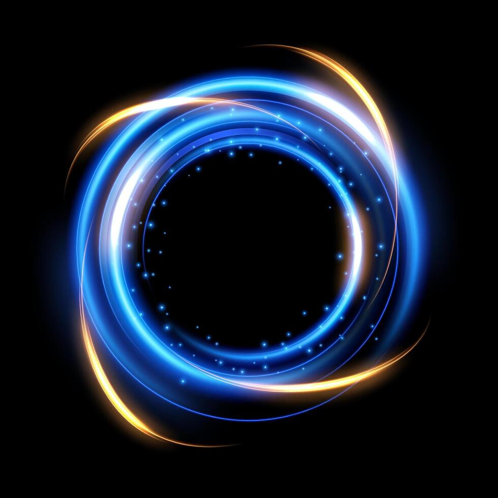 Abstract Colorful Luminous Swirling, Isolated on Dark Background, Vector Illustration