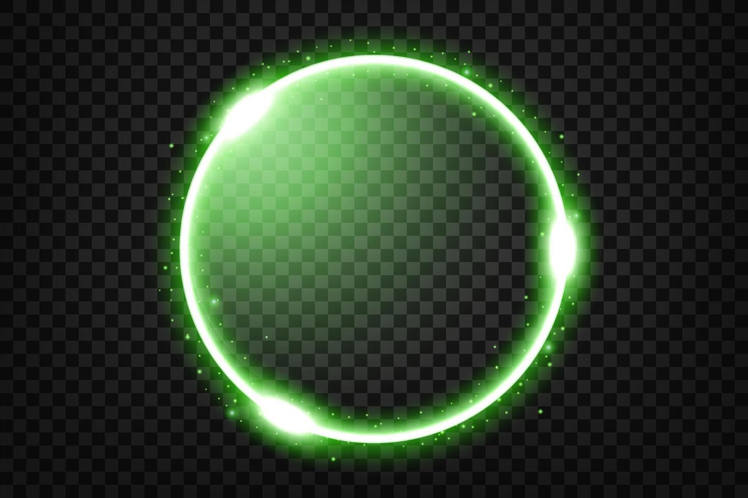 Abstract Glowing Circle, Green Hole Light Ring. Vector Illustration