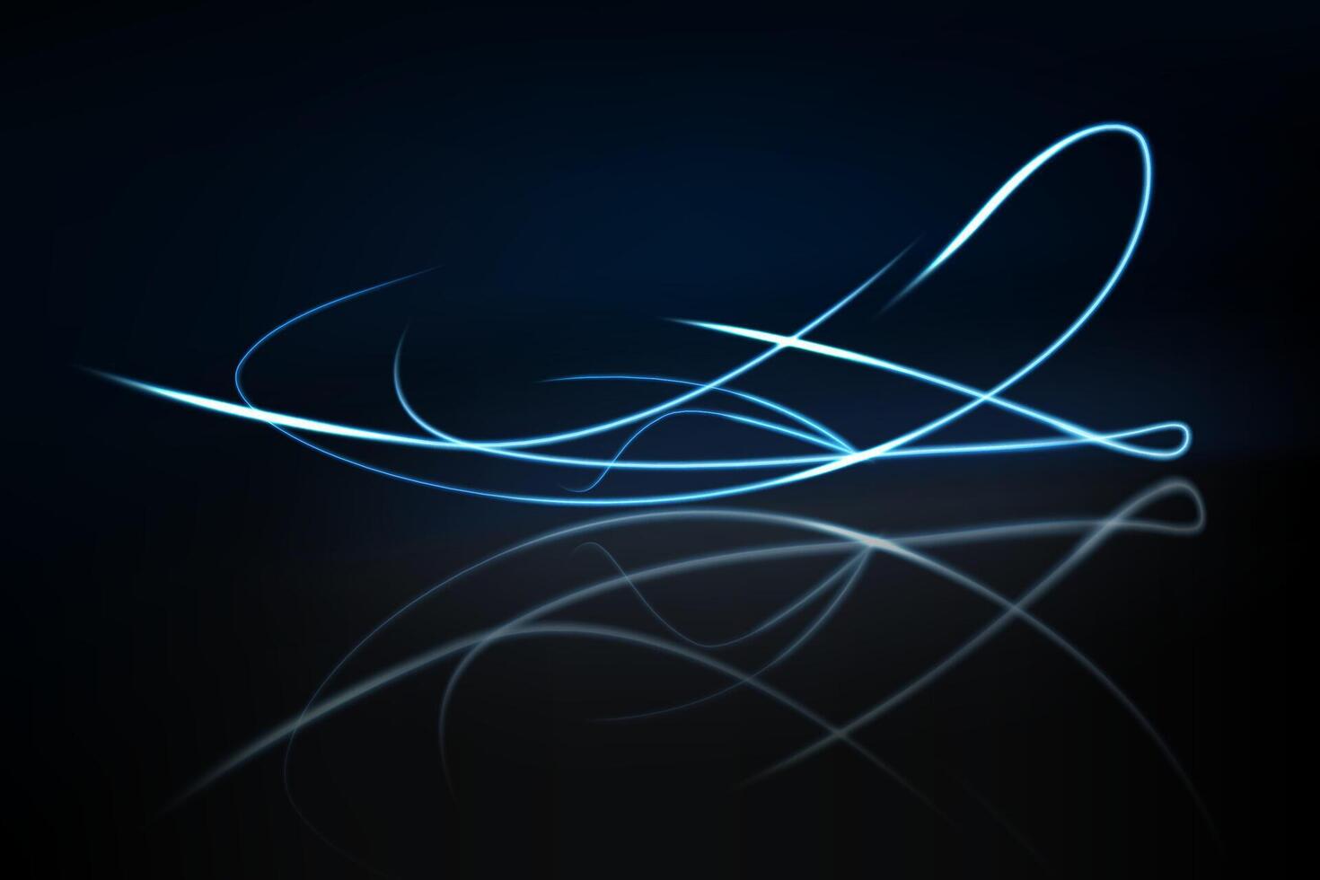 Blue Light Trails, Long Time Exposure Motion Blur Effect, Vector Illustration