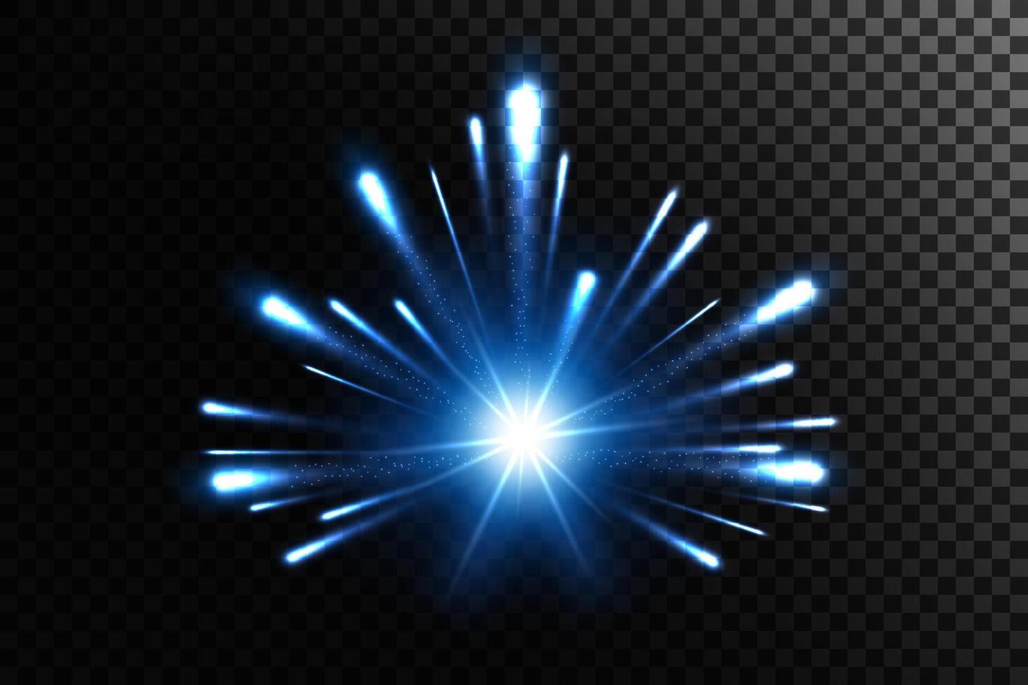 Blue Rays with Particle Explosion, Vector Illustration