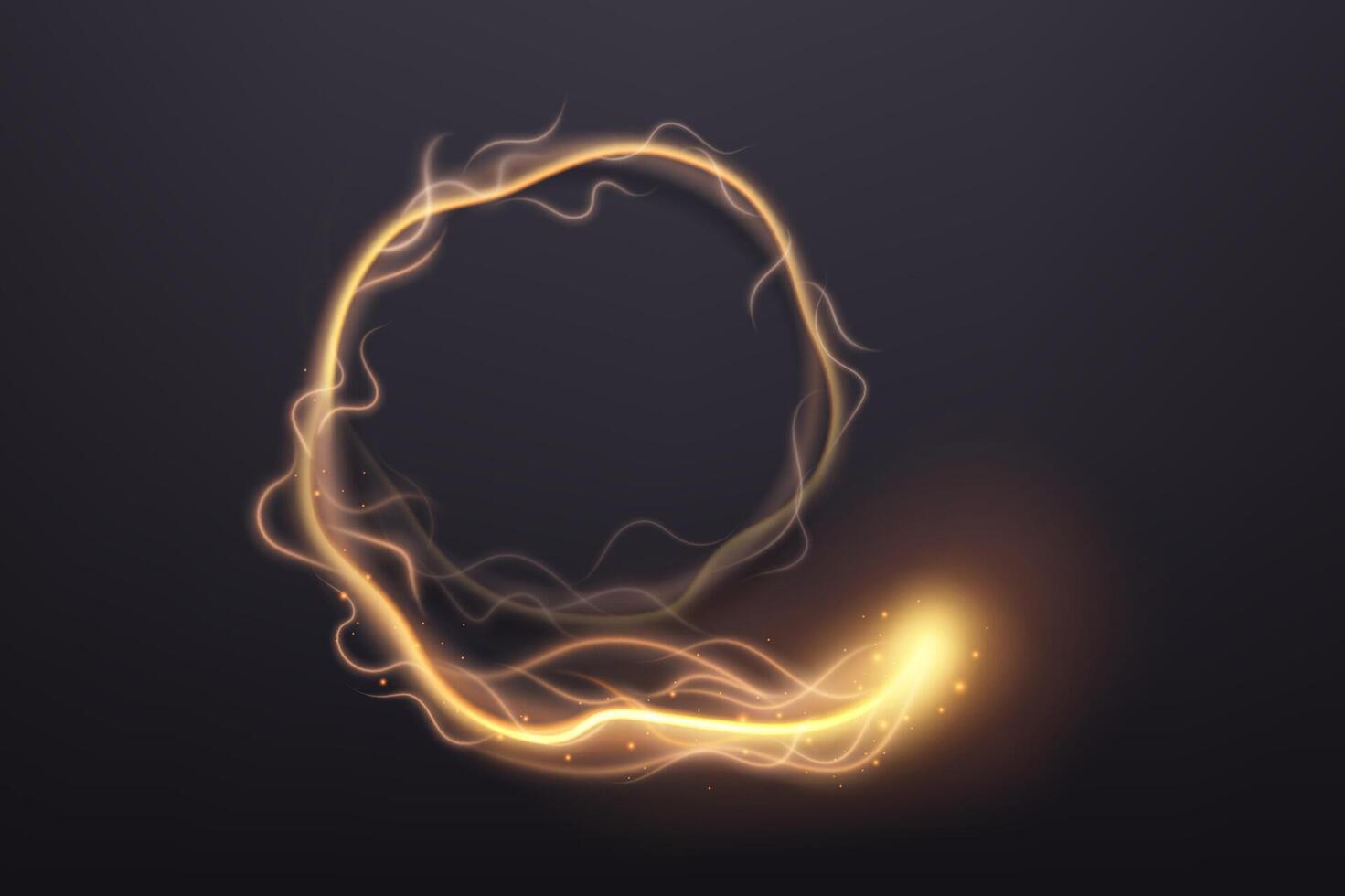 Swirl Path of Golden Fire, Vector Illustration