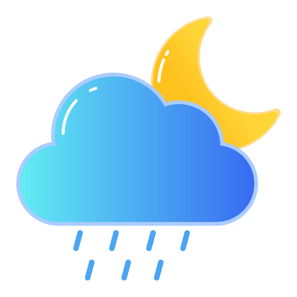 rain cloud icon with the moon, rain at night png