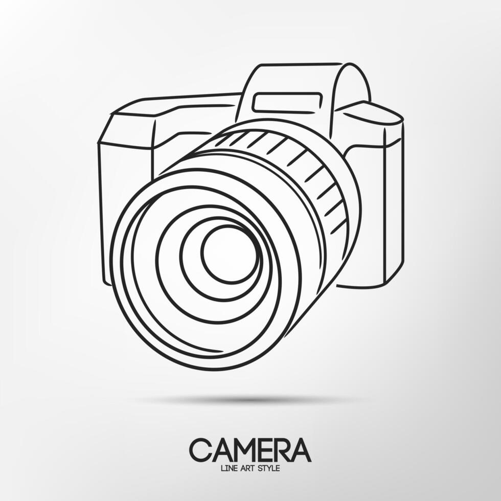 Camera Line Art, Vector Illustration