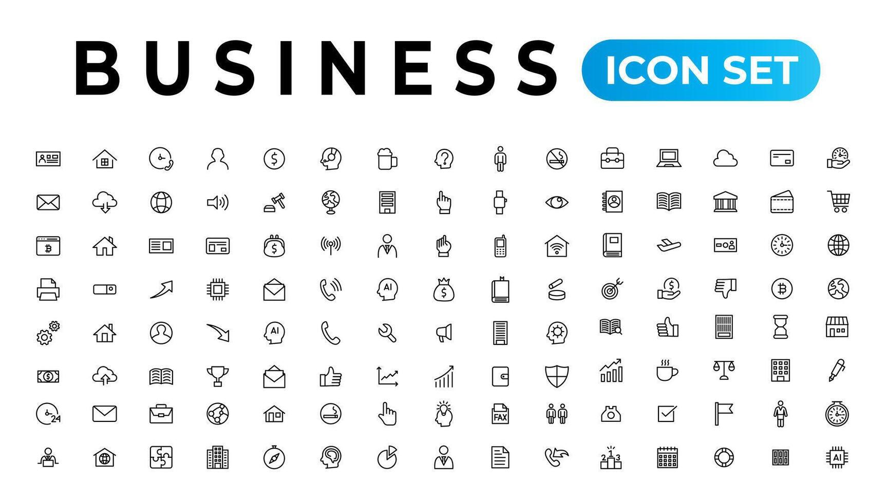 Business and Finance web icons in line style. Money, bank, contact, infographic. Icon collection. Vector illustration