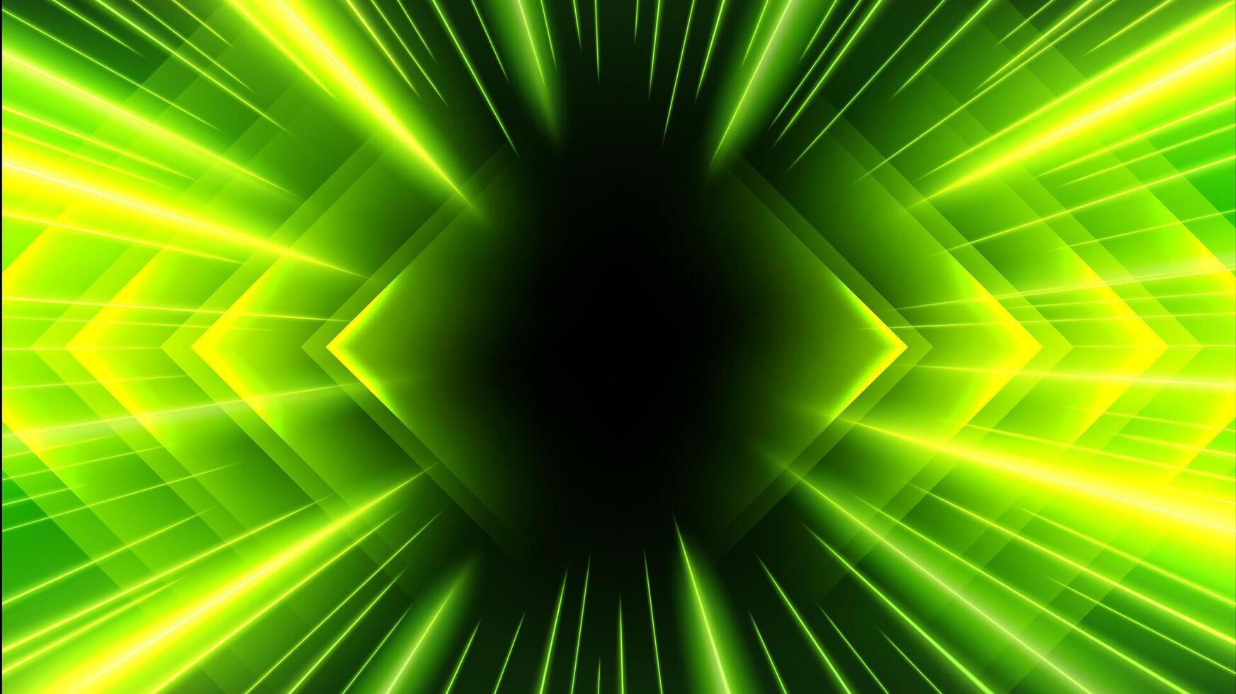 Green Rays Zoom In Motion Effect, Light Color Trails, Vector Illustration