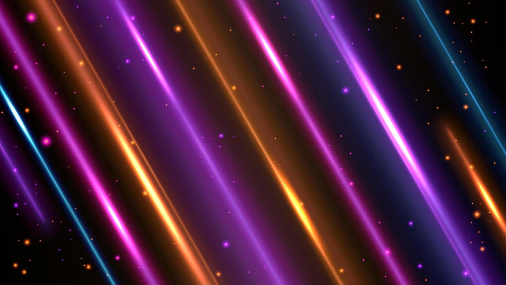 Abstract Colorful Lines Background with Flying Particles, Vector Illustration