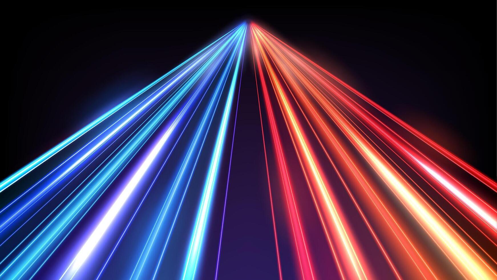 Colorful Light Trails, Long Time Exposure Motion Blur Effect, Vector Illustration