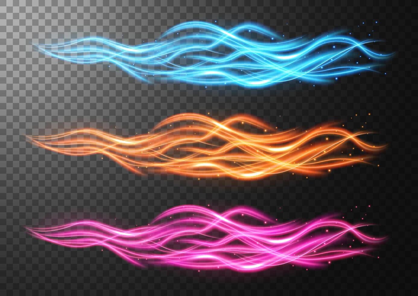 Abstract Wavy Line of Light Set with A Background, Isolated and Easy to Edit, Vector Illustration
