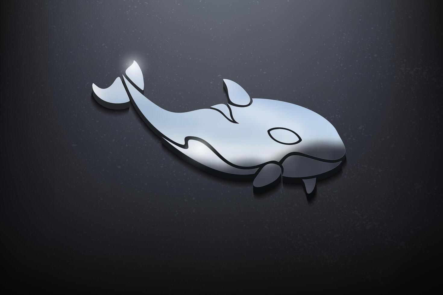 Orca 3D Logo Design, Shiny Mockup Logo with Textured Wall. Realistic Vector, Vector Illustration