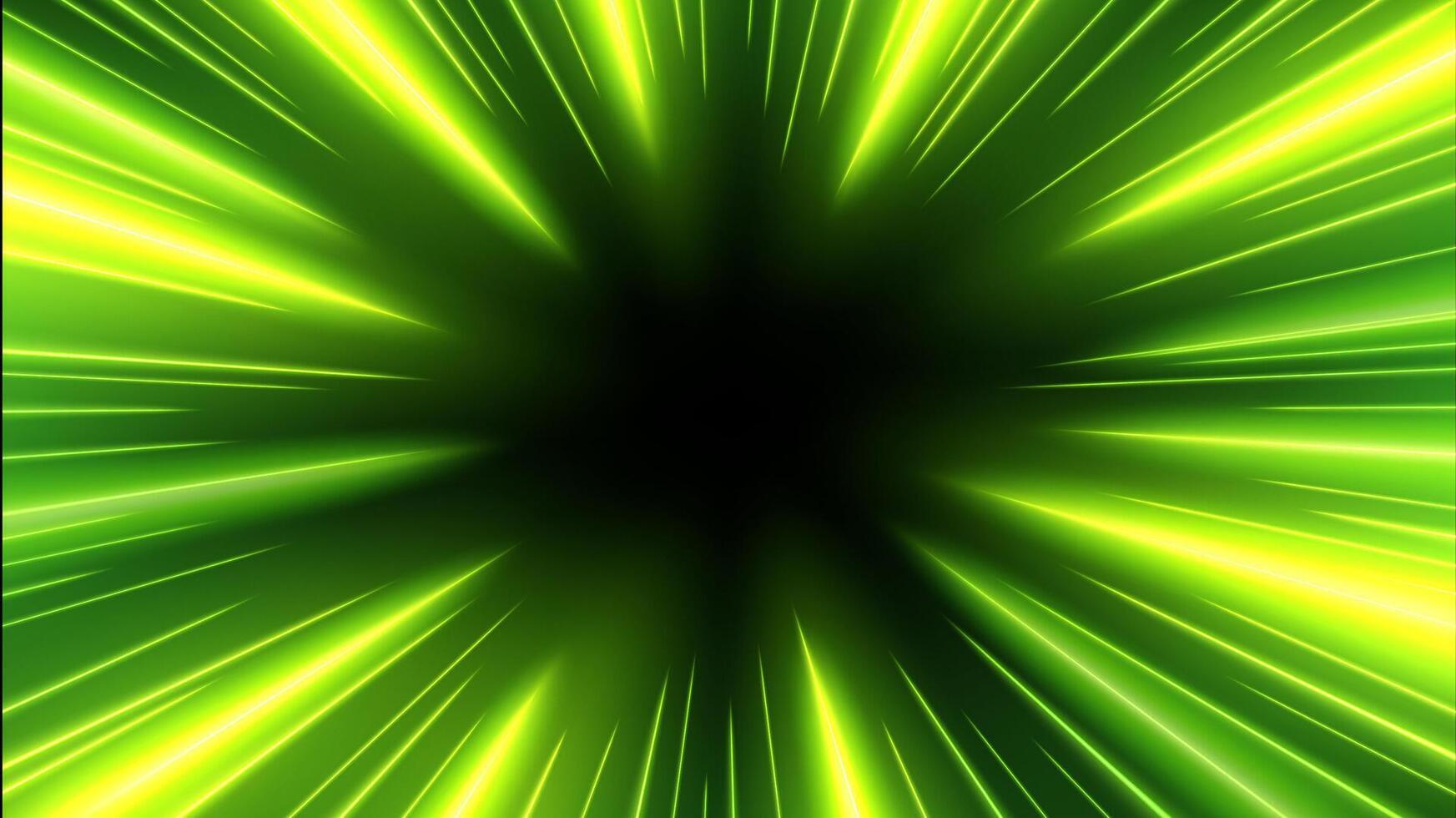 Green Rays Zoom In Motion Effect, Light Color Trails, Vector Illustration