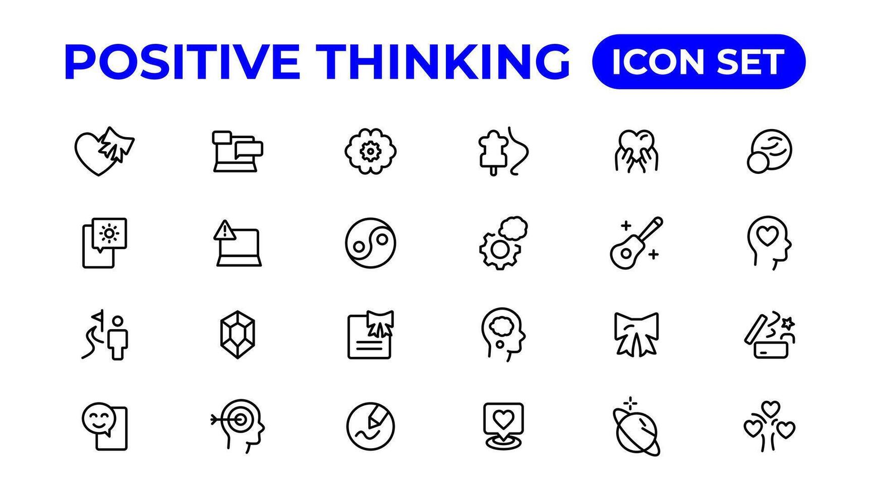 Positive thinking line icons collection.Thin outline icons pack. vector