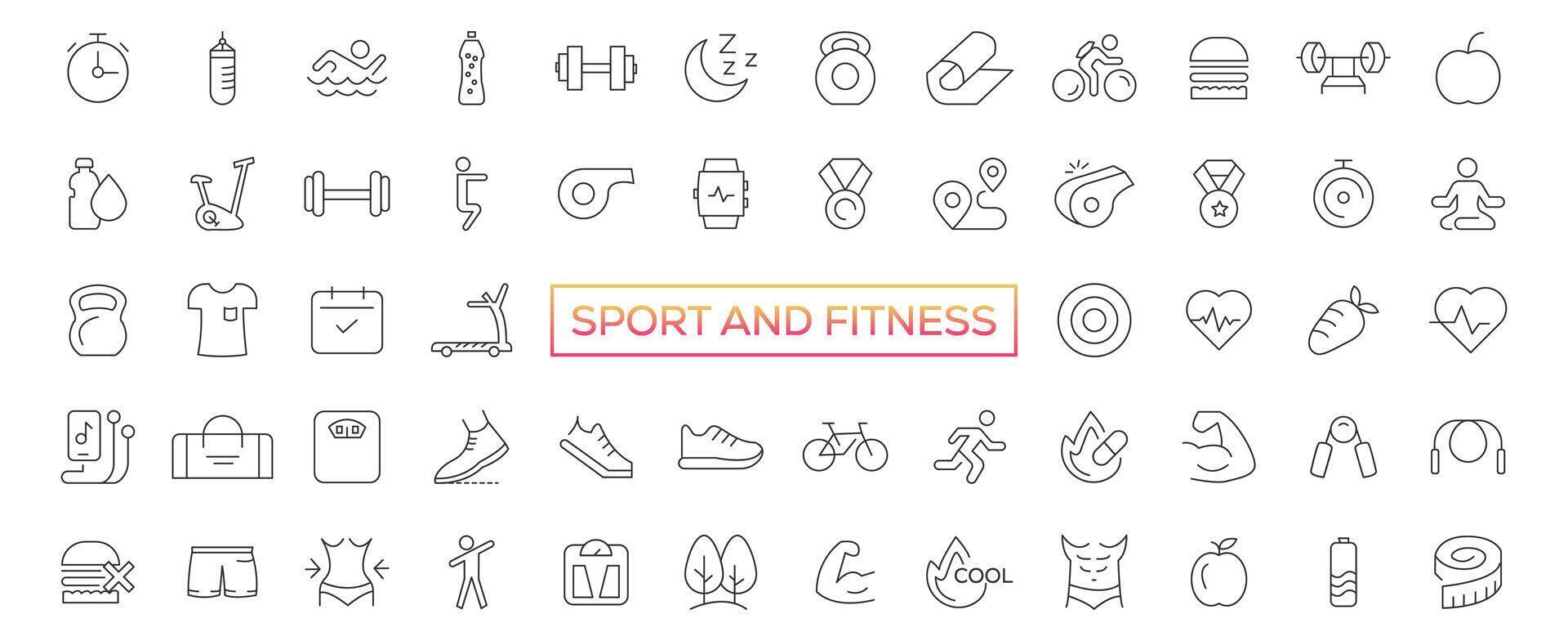 Sport and fitness - minimal thin line web icon set. Outline icons collection. Simple vector illustration