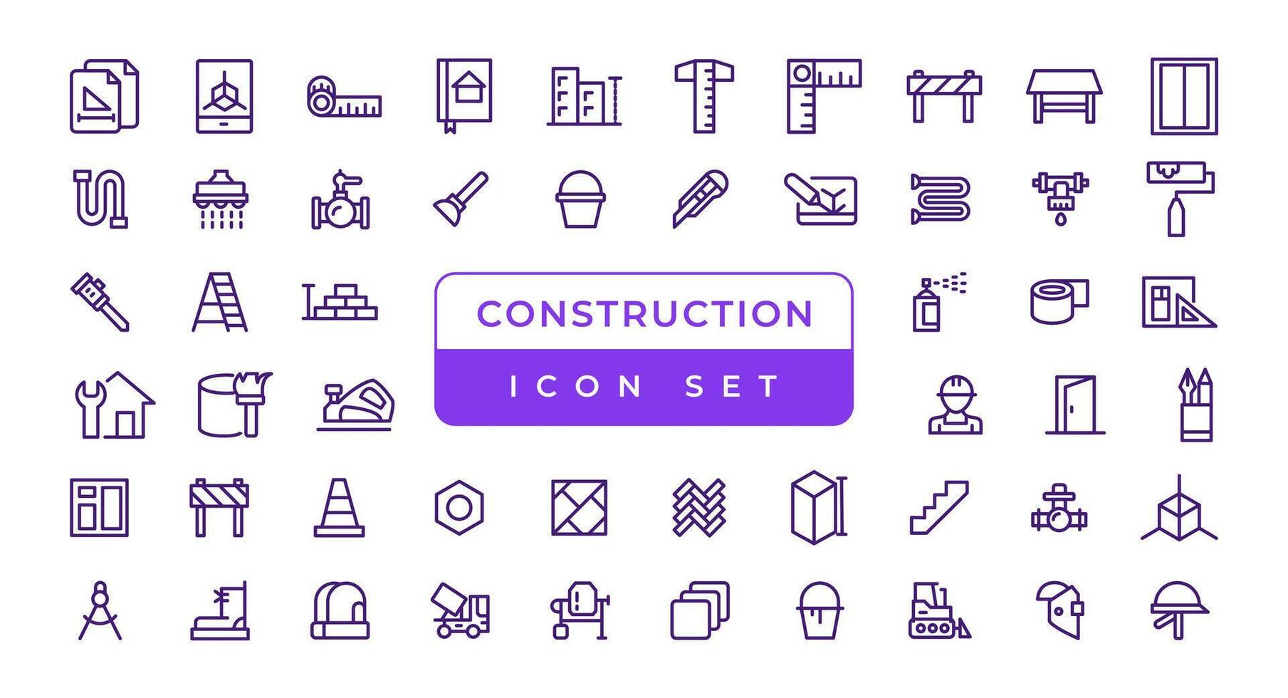 Outline web icons set - construction, home repair tools. Thin line web icons collection. Simple vector illustration