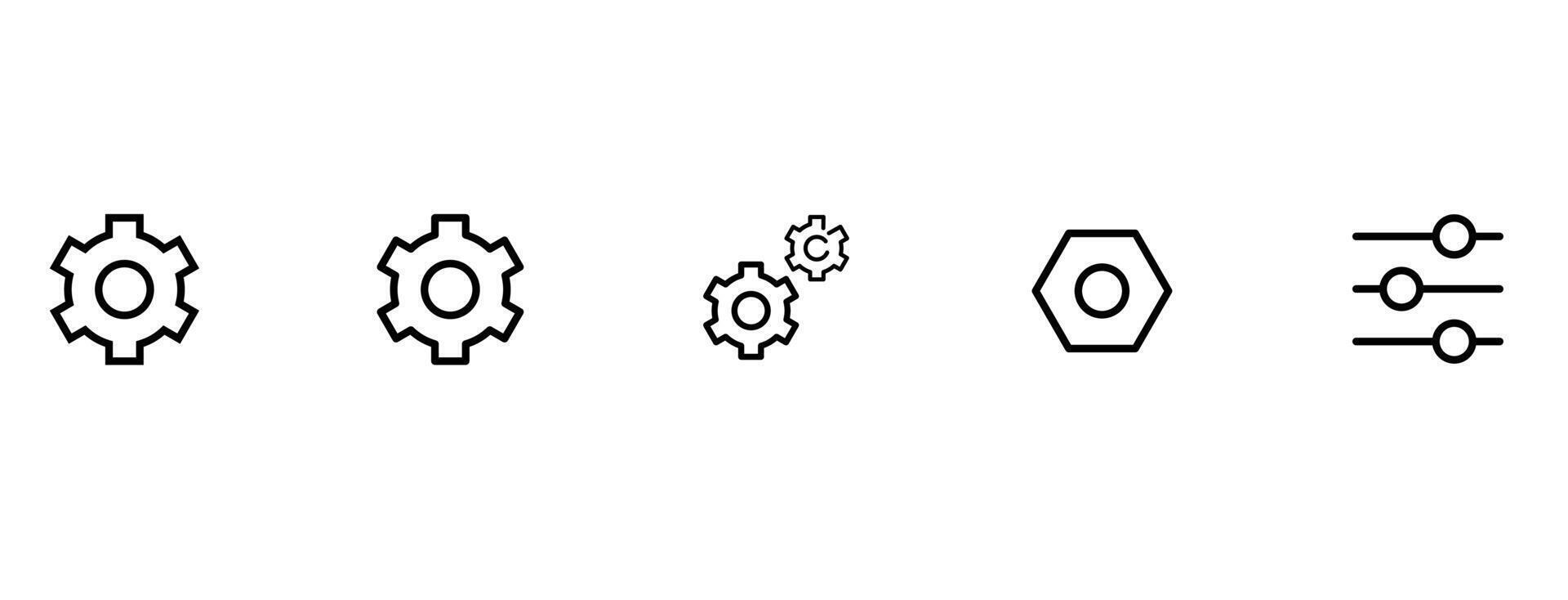 settings icon in different style vector illustration. two colored and black settings vector icons designed in filled, outline, line and stroke style can be used for web, mobile, ui