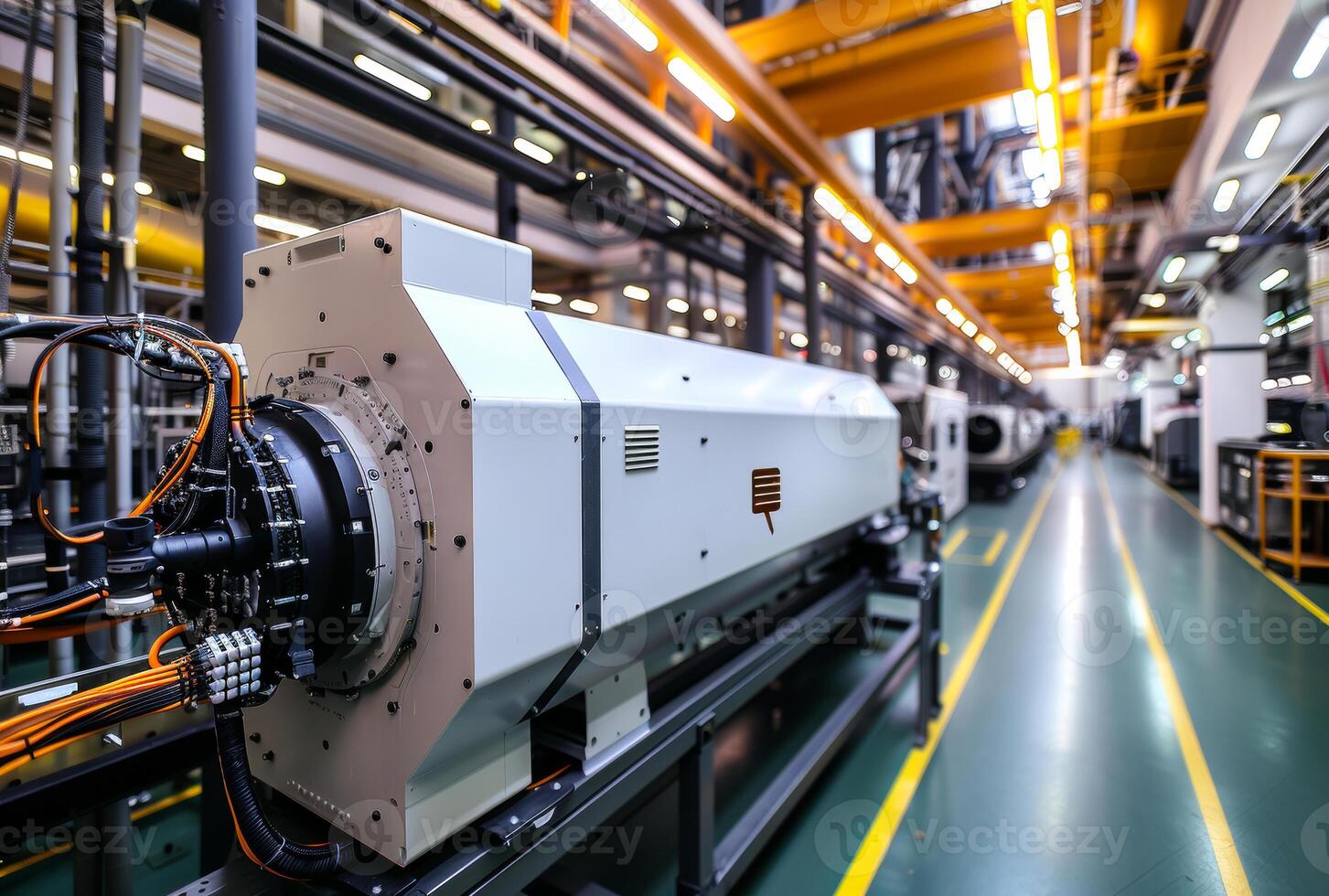 ai generado eléctrico motor producción línea es en fábrica para industrial foto