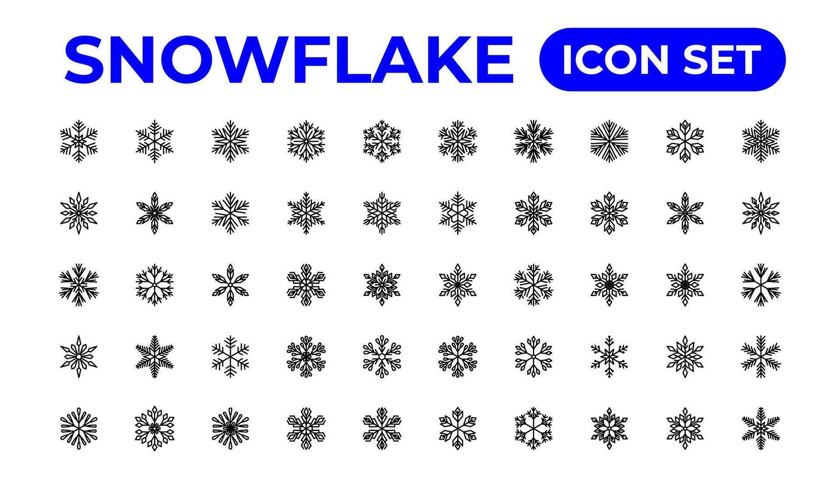 snowflake icons collection.Thin outline icons pack. vector