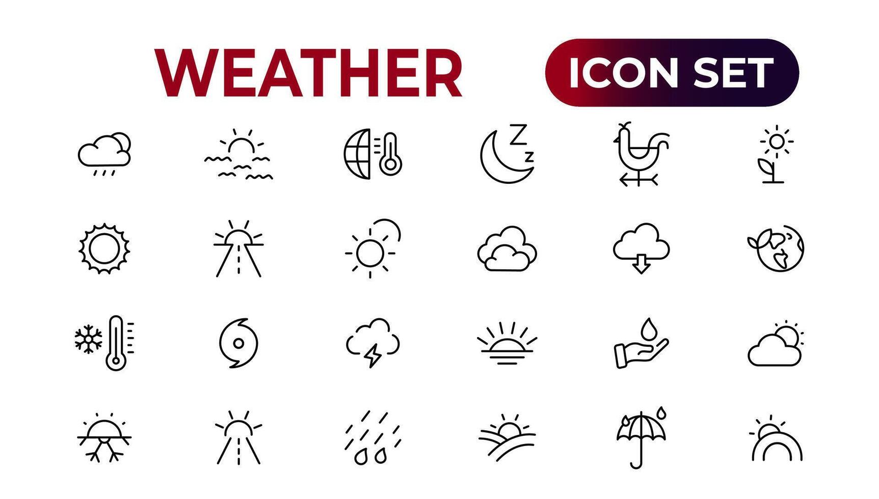 clima iconos clima pronóstico icono colocar. nubes logo. clima , nubes, soleado día, luna, copos de nieve, viento, Dom día. vector ilustración.