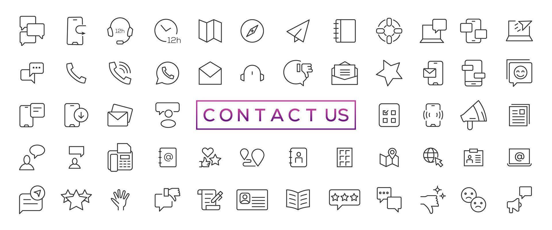 Set of simple Contact us icons for web and mobile app. Social Media network icon call us email mobile signs. Customer service. Contact support sign and symbols vector