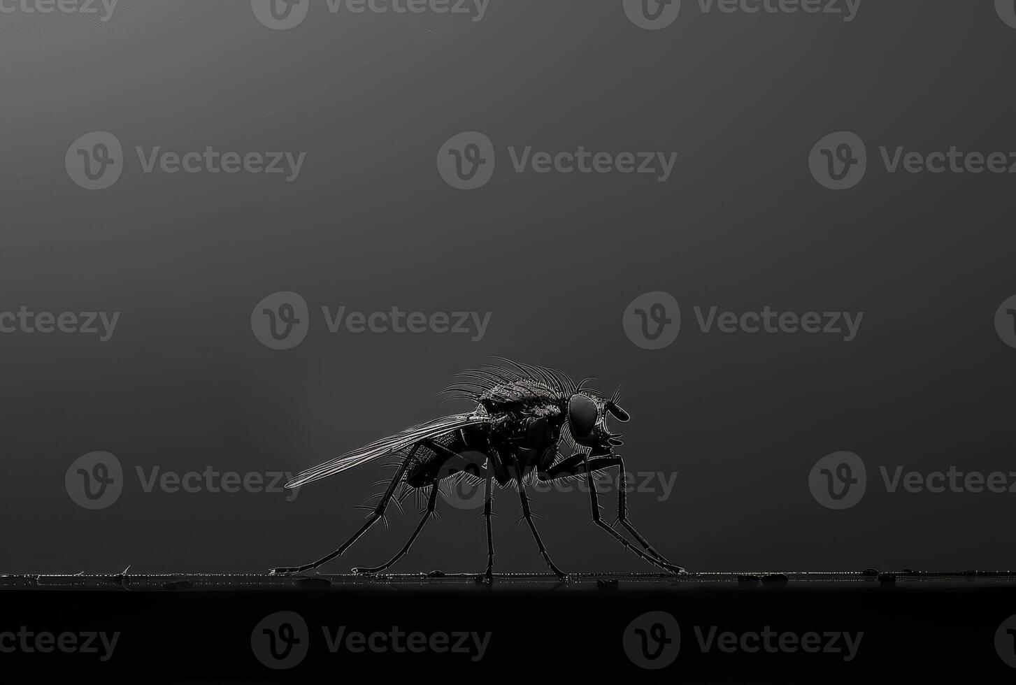 AI generated Mosquito standing on table. Close up of a fly photo