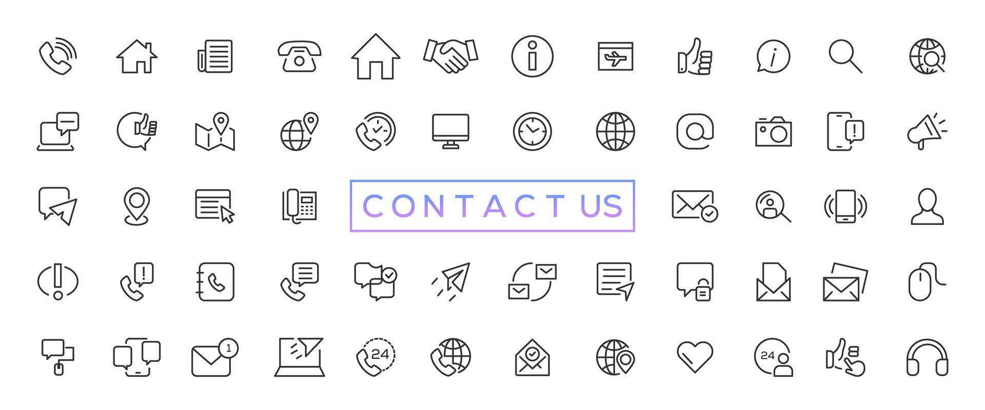 Set of simple Contact us icons for web and mobile app. Social Media network icon call us email mobile signs. Customer service. Contact support sign and symbols vector