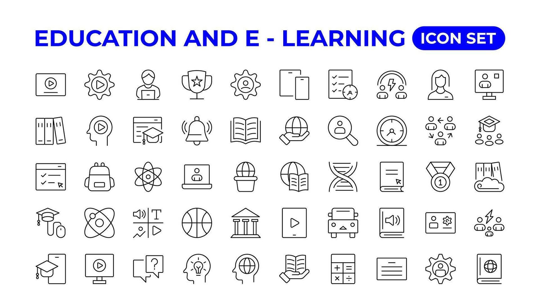 Education and Learning thin line icons set. Education, School, Learning icons. vector