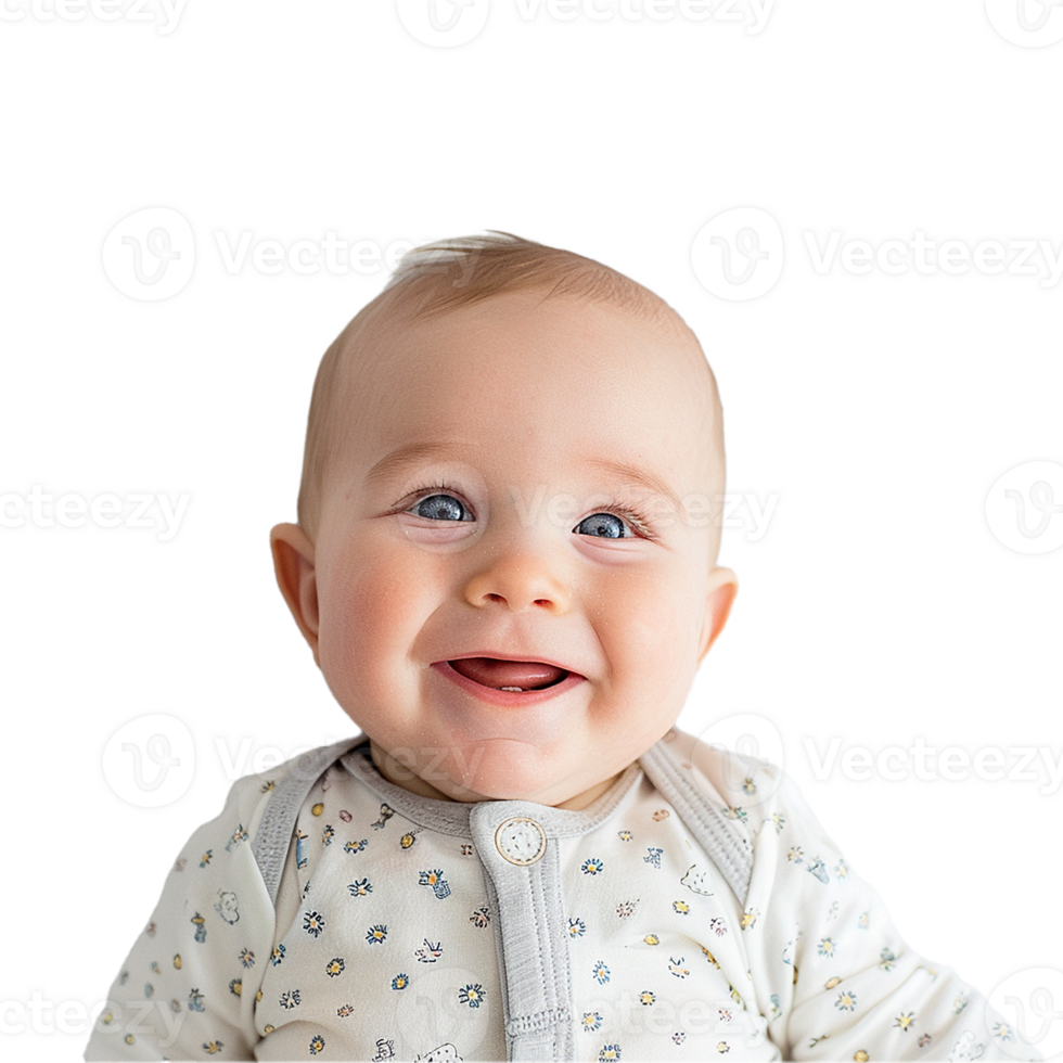 AI generated Smiling Baby Upper Shot with Transparent Background PNG for Versatile Use in Designs and Presentations