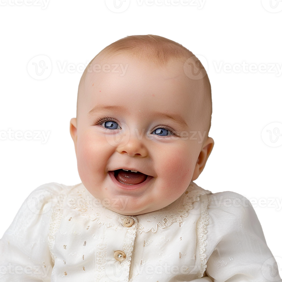 AI generated Smiling Baby Upper Shot with Transparent Background PNG for Versatile Use in Designs and Presentations
