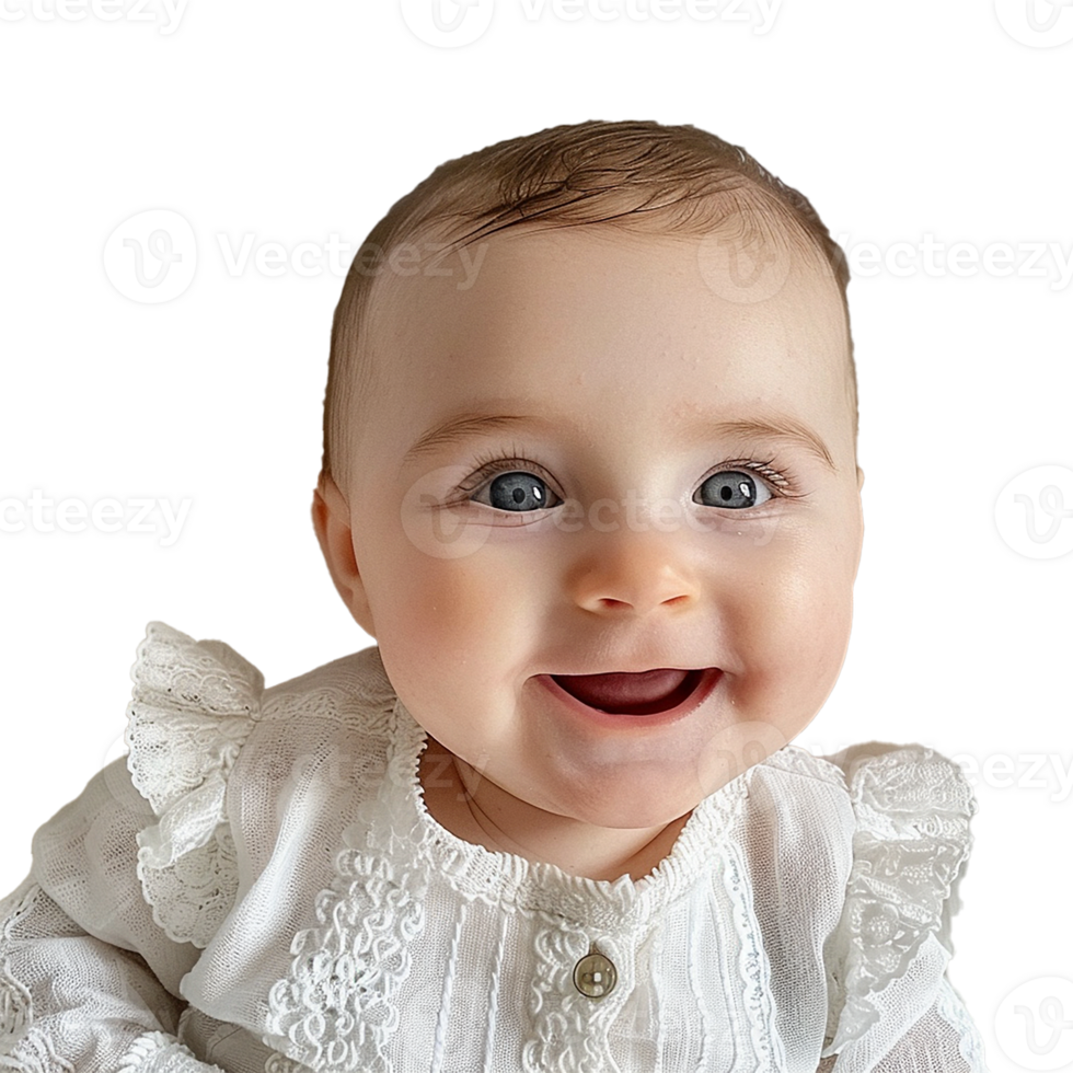 ai gegenereerd glimlachen baby bovenste schot met transparant achtergrond PNG voor veelzijdig gebruik in ontwerpen en presentaties