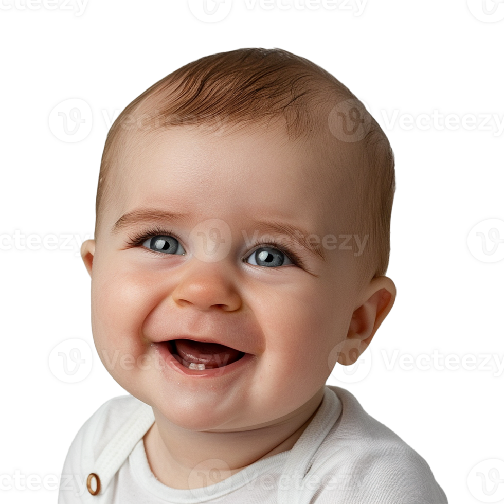 AI generated Smiling Baby Upper Shot with Transparent Background PNG for Versatile Use in Designs and Presentations