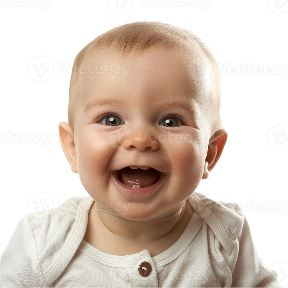 AI generated Smiling Baby Upper Shot with Transparent Background PNG for Versatile Use in Designs and Presentations