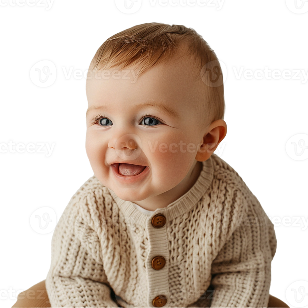 AI generated Smiling Baby Upper Shot with Transparent Background PNG for Versatile Use in Designs and Presentations