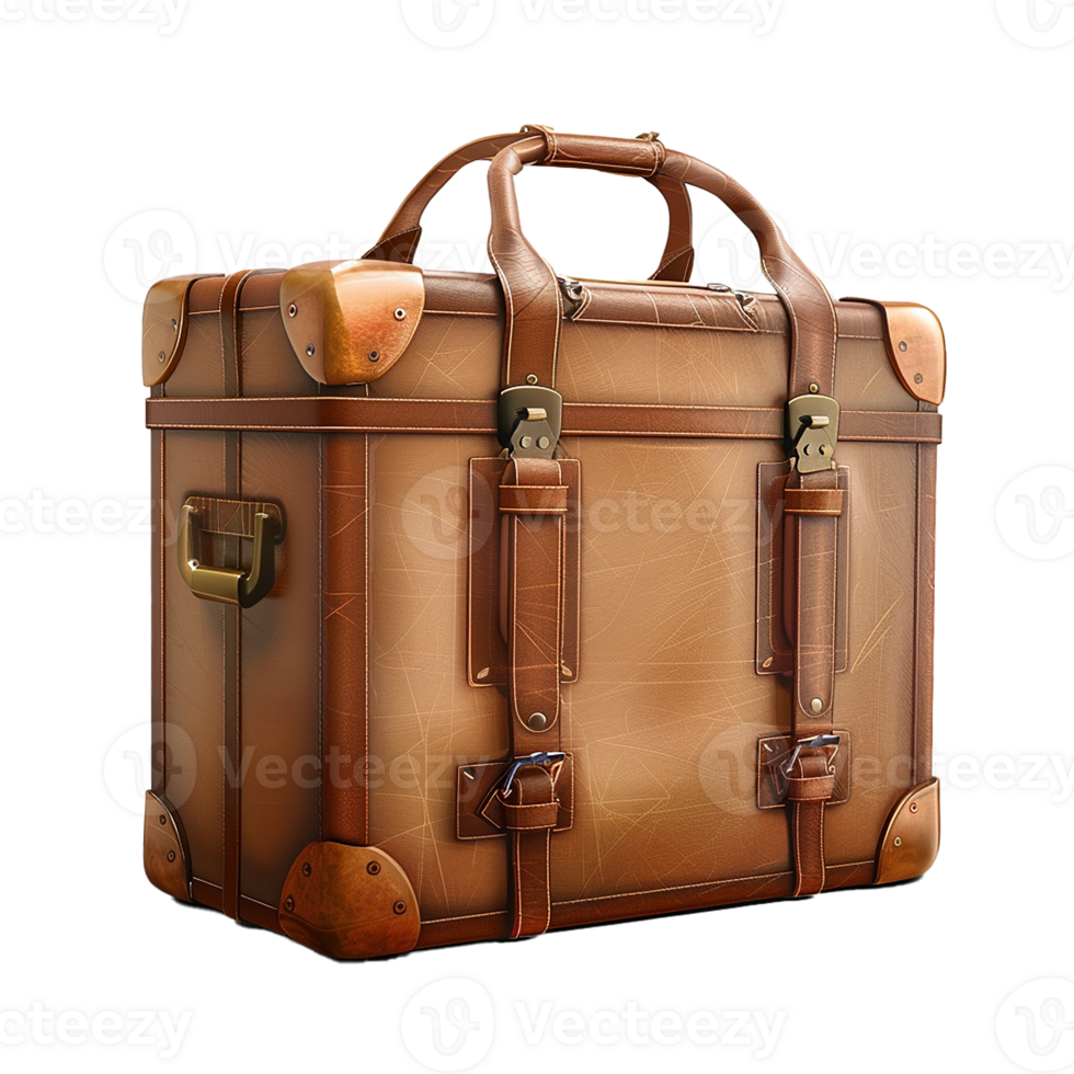 AI generated Big Colorful Travel Suitcase Isolated Cutout with Shadow on Transparent Background PNG File
