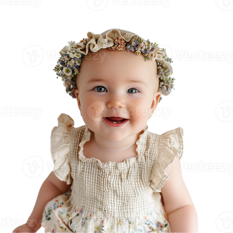 AI generated Smiling Baby Upper Shot with Transparent Background PNG for Versatile Use in Designs and Presentations