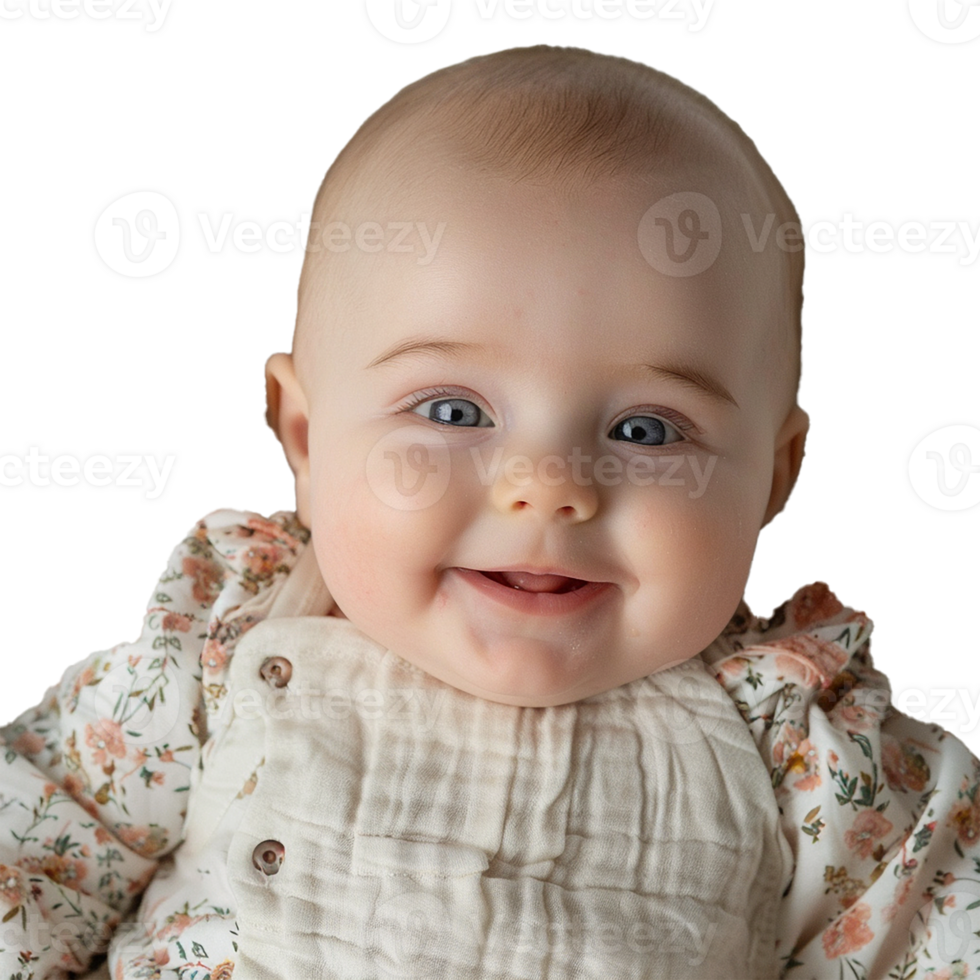 AI generated Smiling Baby Upper Shot with Transparent Background PNG for Versatile Use in Designs and Presentations