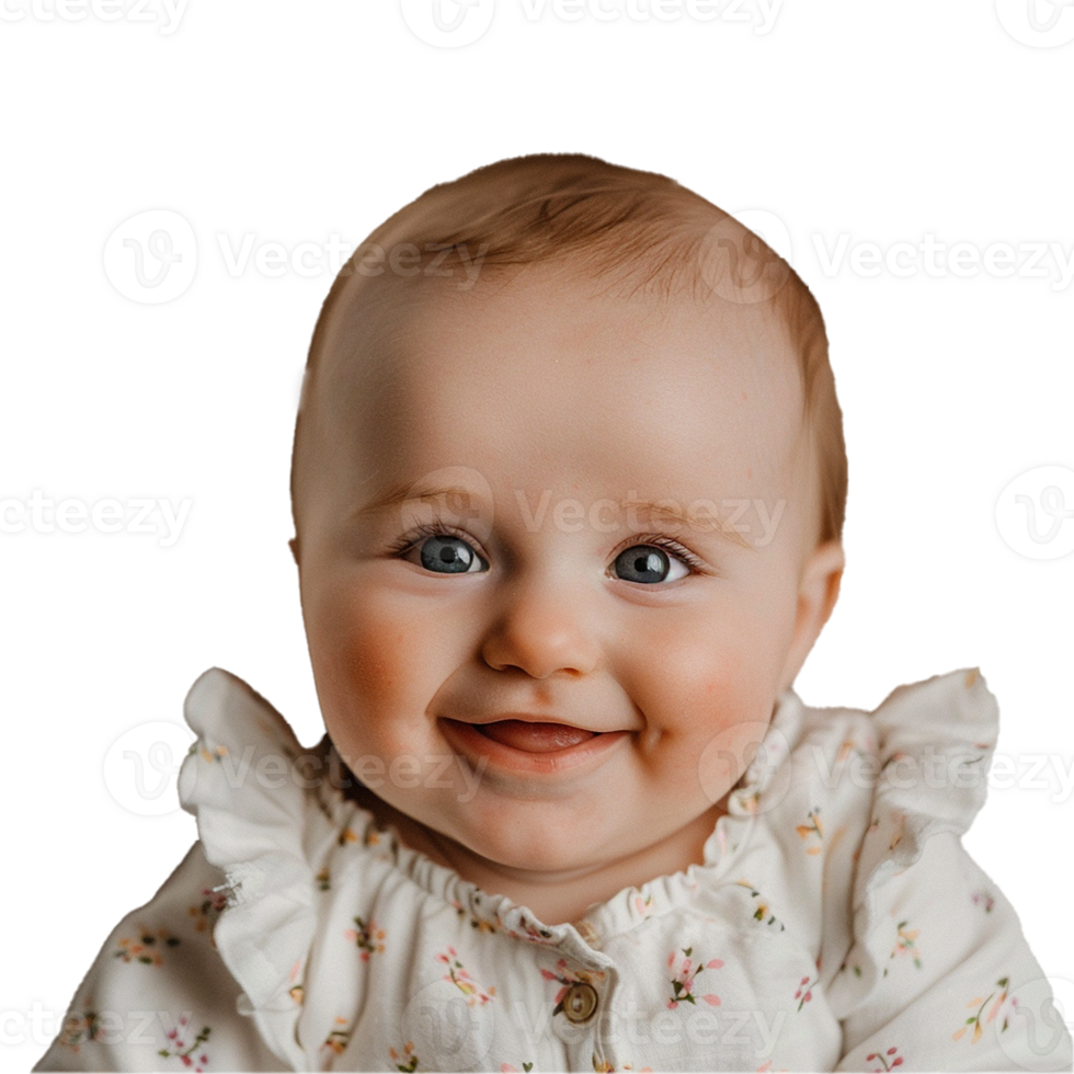 AI generated Smiling Baby Upper Shot with Transparent Background PNG for Versatile Use in Designs and Presentations