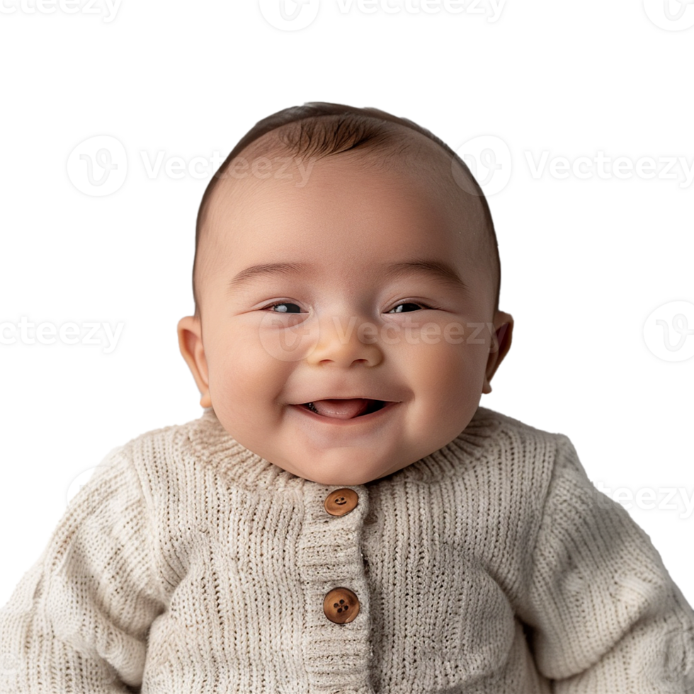 AI generated Smiling Baby Upper Shot with Transparent Background PNG for Versatile Use in Designs and Presentations