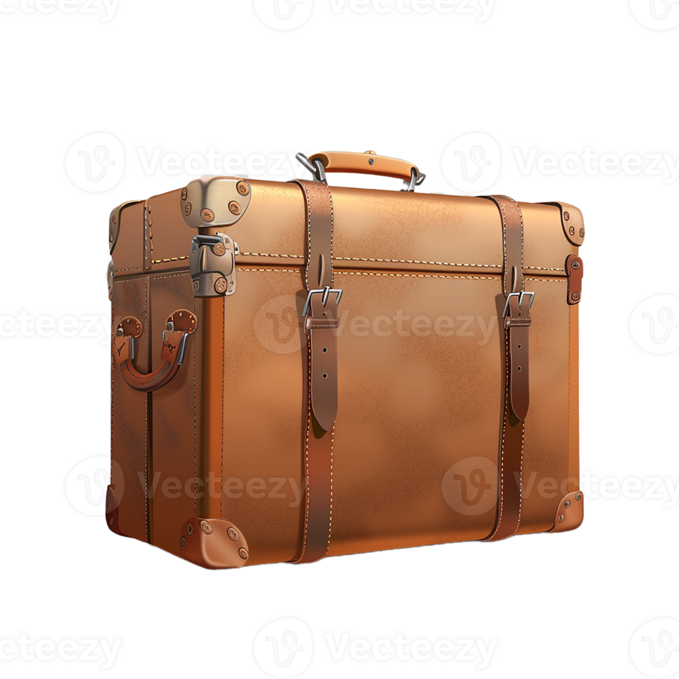 AI generated Big Colorful Travel Suitcase Isolated Cutout with Shadow on Transparent Background PNG File