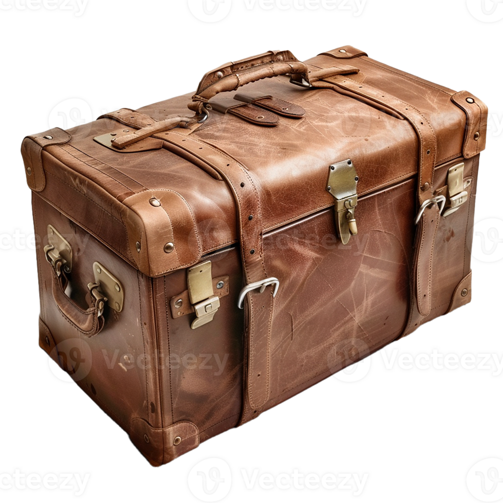 AI generated Big Colorful Travel Suitcase Isolated Cutout with Shadow on Transparent Background PNG File