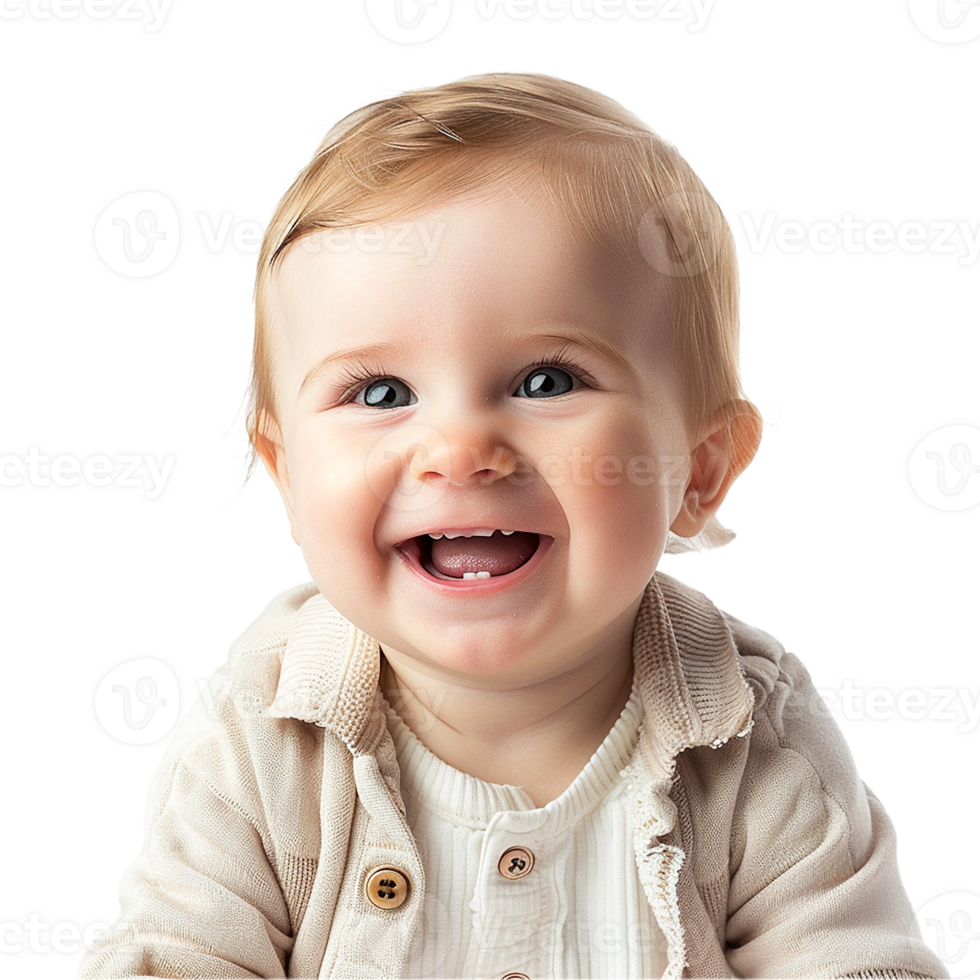 AI generated Smiling Baby Upper Shot with Transparent Background PNG for Versatile Use in Designs and Presentations