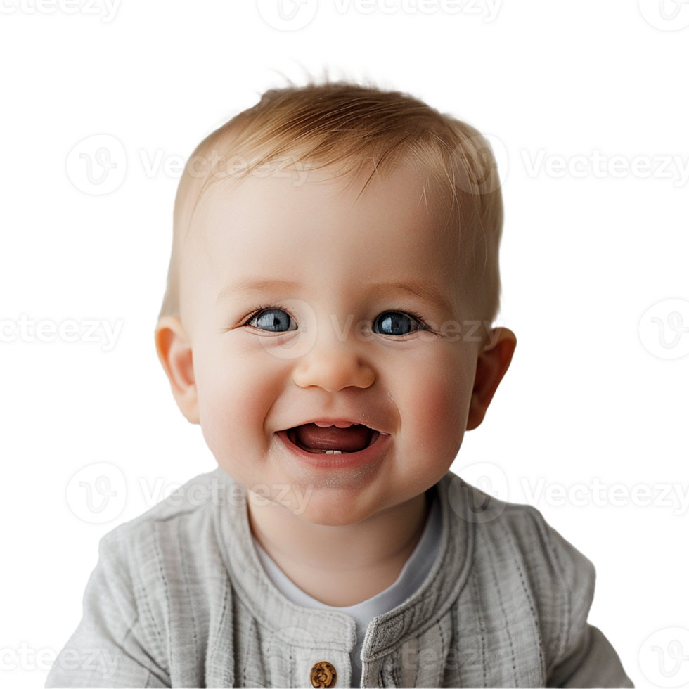 AI generated Smiling Baby Upper Shot with Transparent Background PNG for Versatile Use in Designs and Presentations