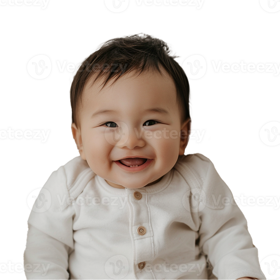AI generated Smiling Baby Upper Shot with Transparent Background PNG for Versatile Use in Designs and Presentations